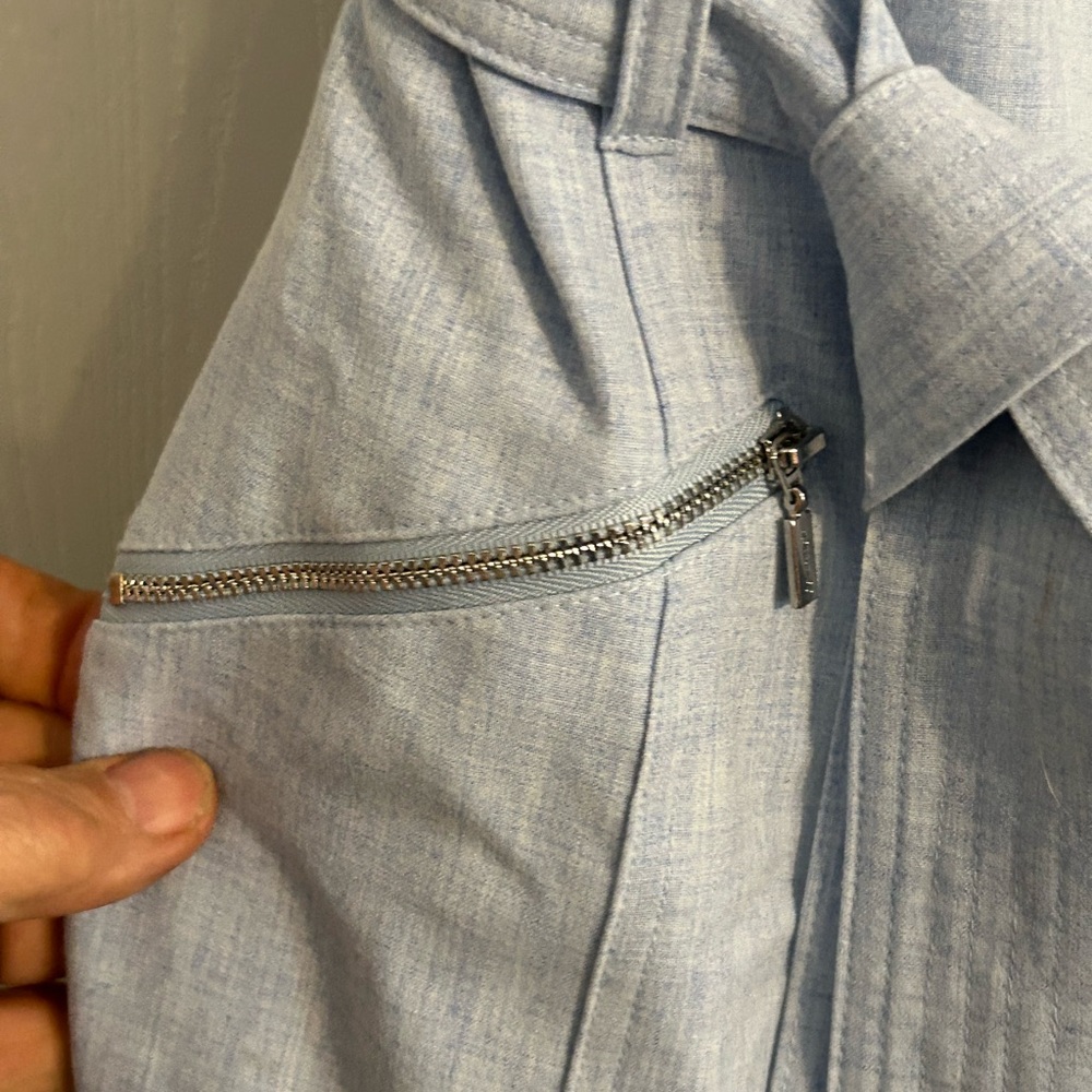 Calvin Klein | Light Blue Belted Midi Dress | Size 6 - Picture 4 of 6